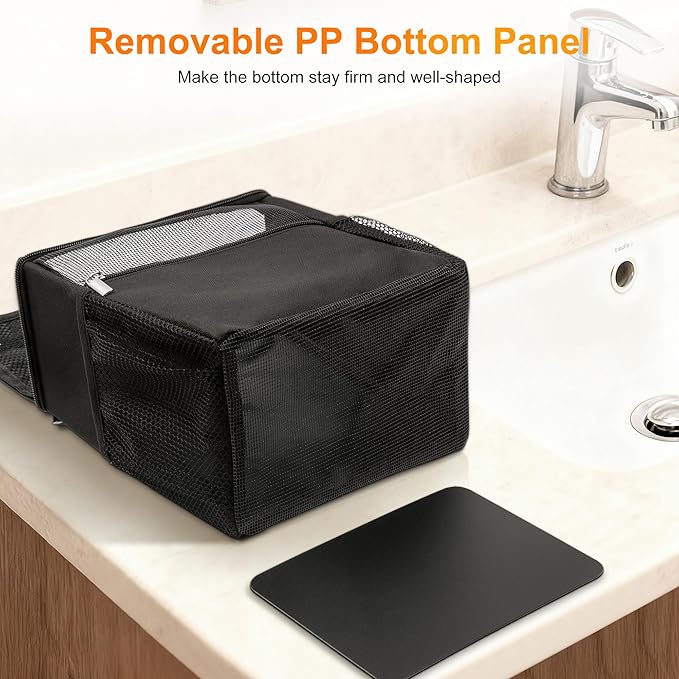 Mesh Shower Caddy Hanging Portable, Bathroom Caddy Organizer for College Dorm Essentials, Shower Tote Bag with Built-in Hook for Beach, Swimming, Gym camping Black