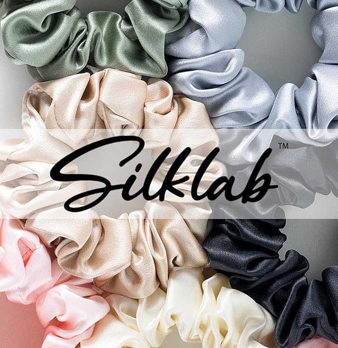 22 Momme 100% Mulberry Silk Hair Ties, Well-Hold Elastic for No-Damage, (4 Pack, Black), 6A Grade, Soft Scrunchies, Reduces Frizz & Breakage, OEKO-TEX Certified