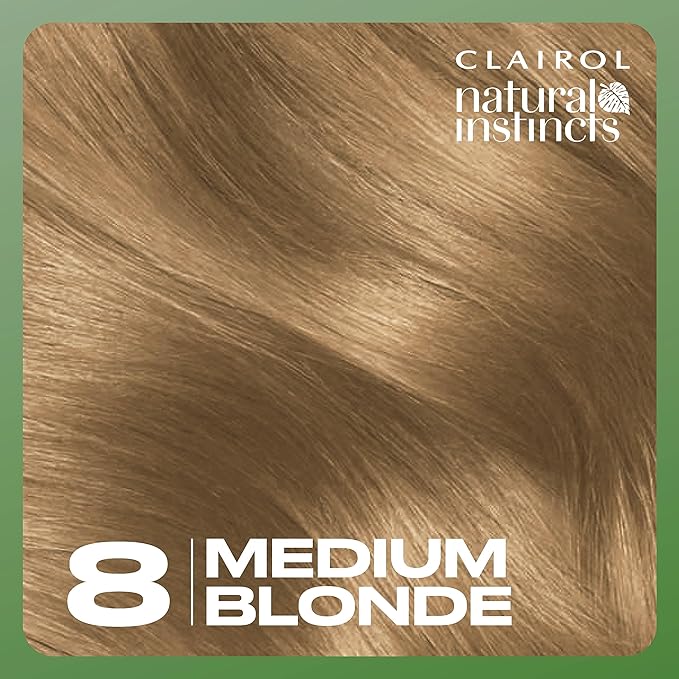 Clairol Natural Instincts Demi-Permanent Hair Dye, 8 Medium Blonde Hair Color, Pack of 3