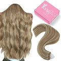 YoungSee Micro Bead Hair Extensions Real Human Hair Highlight Microbead Hair Extensions Human Hair Light Brown Mix Blonde Highlight Micro Link Hair Extension Remy Hair Silky Straight 22Inch 50s 50g