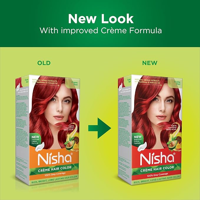 Nisha Cream Hair Color (150 ml/each) Flame Red Pack of 1