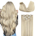 GOO GOO Clip in Hair Extensions Real Human Hair, Remy Human Hair Extensions Clip ins for Women, Natural Human Hair, 24inch 170g 7Pcs, #17A/60A Ash Blonde Highlighted Platinum Blonde