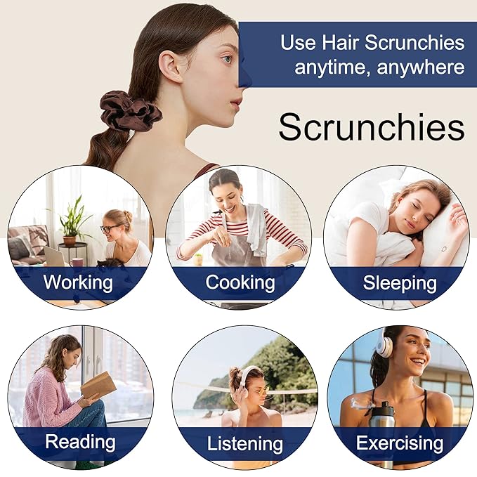 Silk Satin Hair Scrunchies for Women - Big Large Jumbo Scrunchie for Sleep Cute Gaint Oversize Scrunchy for Thick Hair Grils
