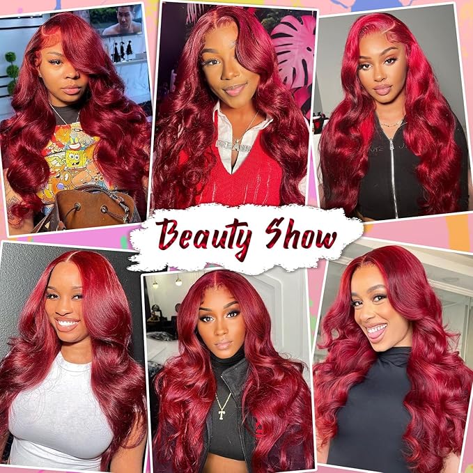 30 Inch 99J Burgundy Lace Front Wigs Human Hair Red Wigs 13x4 Lace Frontal Lace Front Wigs Human Hair HD Red Colored Wig For Women