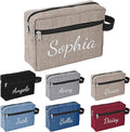Personalized Toiletry Bag for Men, Embroidered Name Mens Toiletry Travel Bag, Waterproof Canvas Shaving Bag with Large Capacity, Custom Men Hanging Toiletries Bag for Traveling (Khaki)