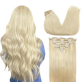 GOO GOO Clip in Hair Extensions Real Human Hair, Remy Human Hair Extensions Clip ins for Women, Natural Human Hair, 20inch 120g 7Pcs, 60A Platinum Blonde