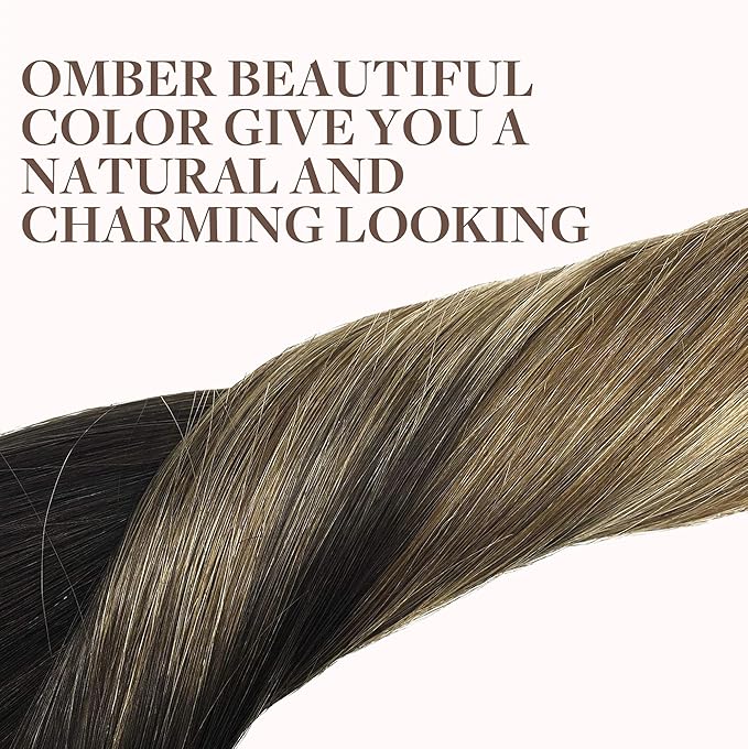 GOO GOO Clip in Hair Extensions Real Human Hair, Remy Human Hair Extensions Clip ins for Women, Natural Human Hair, 20inch 120g 7Pcs, 2/6/18 Balayage Brown to Dirty Blonde