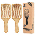 Pack of 2 Hair Brush with Natural Boar Bristles, Massages Scalp Anti-Static Hair Detangle for All Types, Lightweight (Paddle)