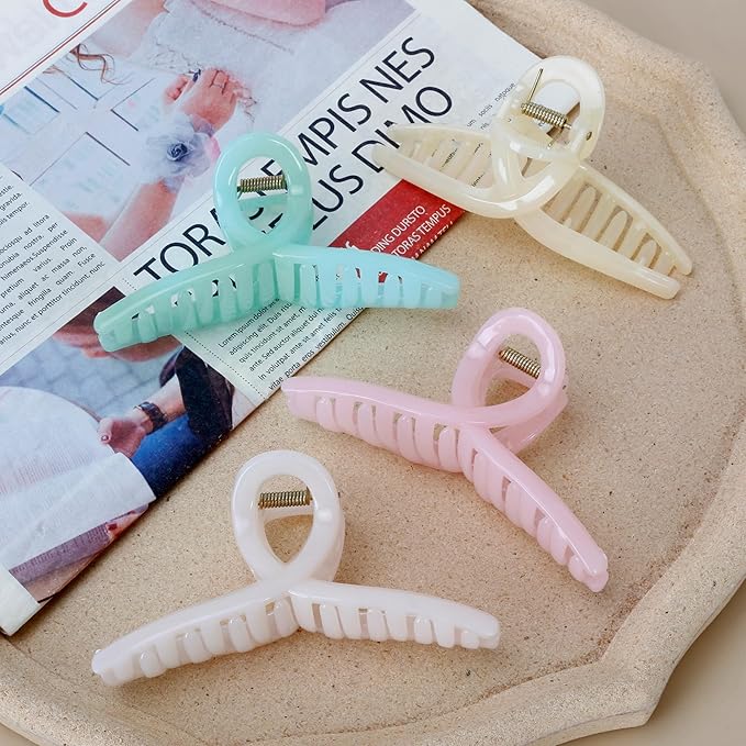 Butterfly Hair Claw Clips for Women - 4.3 Jelly Hair Accessories Medium Size for Girls with Thin, Fine or Thick Hair (4 Pcs)