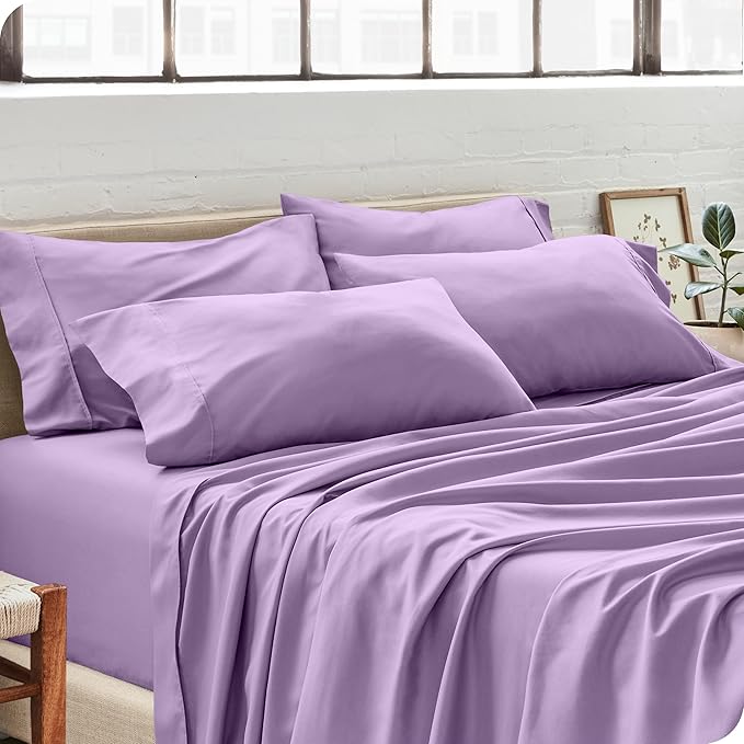 Bare Home Microfiber Bulk Pillow Cases - King Set of 4 - Cooling Pillowcases - Double Brushed - Lavender Pillowcases 4 Pack - Easy Care (King - 4 Pack, Lavender)
