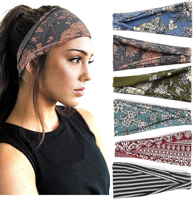TERSE Boho Headbands for Women Wide Hair Bands for Women’s Hair Non Slip Thick Headbands for Yoga Workout Every Day Basic Girl’s Fashion Accessories