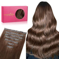 WENNALIFE Seamless Clip In Hair Extensions, 20 Inch 150g 7pcs Chocolate Brown Hair Extensions Clip in Human Hair Invisible PU Skin Weft Natural Remy Human Hair Extensions