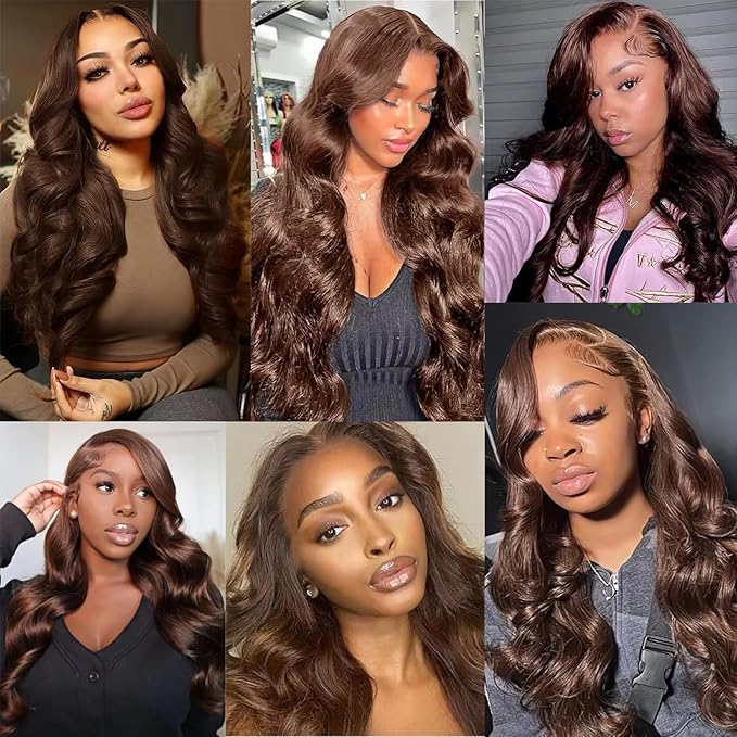 30 Inch Brown Bundles Human Hair Color 4 Body Wave Bundles Brazilian Virgin Remy Hair Extensions Niegmeag Double Weft Chocolate Brown Body Wave Bundle Hair Weave 100g