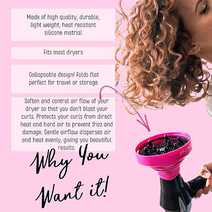 Kozma Curl Universal Diffuser, Curly Hair Dryer Diffuser, Dryer Attachement, Curly Hair Diffuser, Silicone Diffuser, Collapsible Hair Diffuser, Travel Hair Diffuser