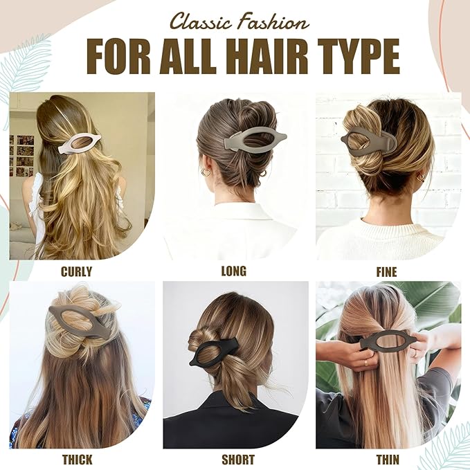 Flat Hair Clips for Women - 6 PCS French Flat Claw Clips Medium Hair Clips for Girls Large Hair Claw Clips for Thick or Thin Hair Strong Hold No Slip Hair Accessories for women (Regular)