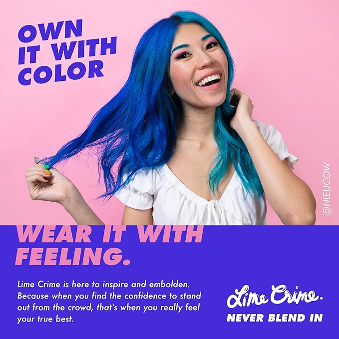 Lime Crime Pastel Colored Unicorn Hair Tint, Cloud (Periwinkle Blue) - Damage-Free Semi-Permanent Hair Color Conditions & Moisturizes - Temporary Hair Dye Kit Has Sugary Citrus Vanilla Scent - Vegan
