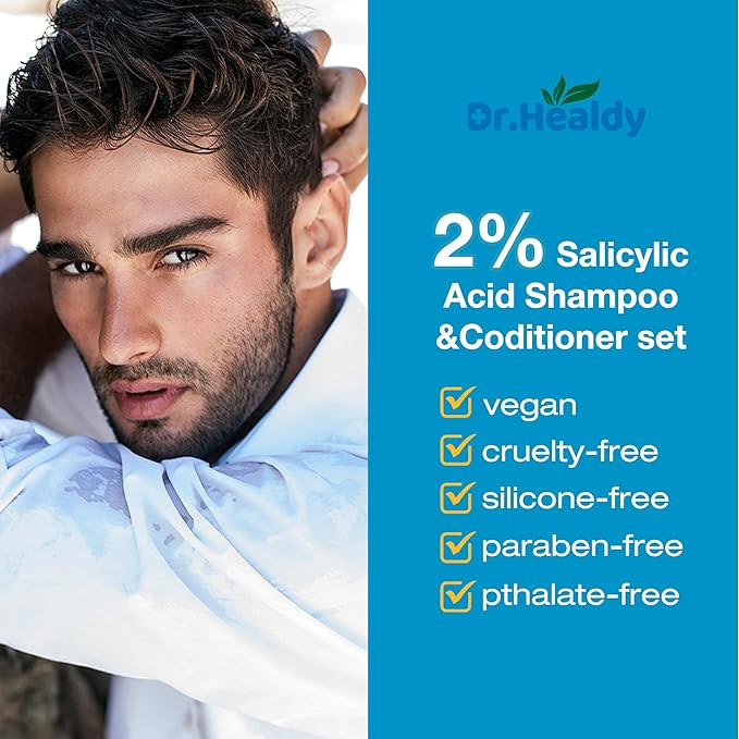 Dr.Healdy Anti-Dandruff Shampoo and conditioner set-2% Salicylic Acid,Stop Flaky and Itchy Scalp – Sulfate Paraben Free, Intense Care for Women and Me 13.6 FL Oz (Pack of 2)