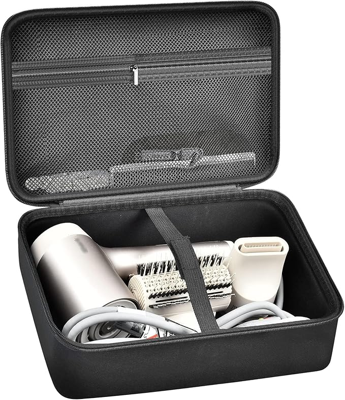 Hair Dryer Case for Shark HD112BRN & HD331 HyperAIR IQ 2-in-1 Concentrator, Storage Pouch for Dyson/Shark Flexstyle Styler Attachments and Clips, Black