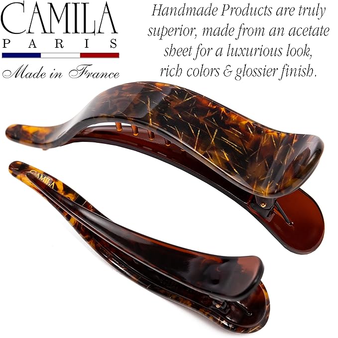 Camila Paris CP2478 French Hair Clip for Women, Alligator Clip, Handmade, Duckbill Girls Hair Claw, Fashion Durable Styling Hair Accessories for Women, Strong Hold No Slip Grip, Made in France