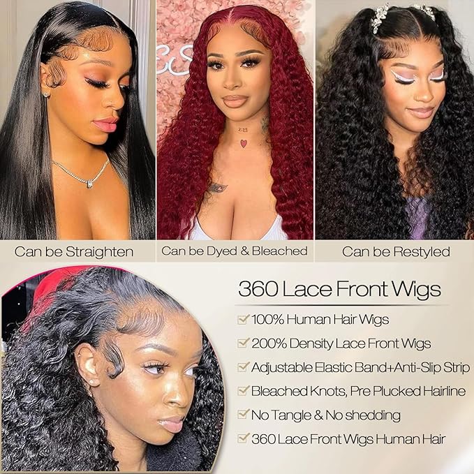 Burmese Curly Human Hair Wig with Spiral End 200% Density 360 Full HD Lace Front Wigs Human Hair Water Wave Wigs for Women 28Inch Pre Plucked with Baby Hair Tiny Knots Natural Black