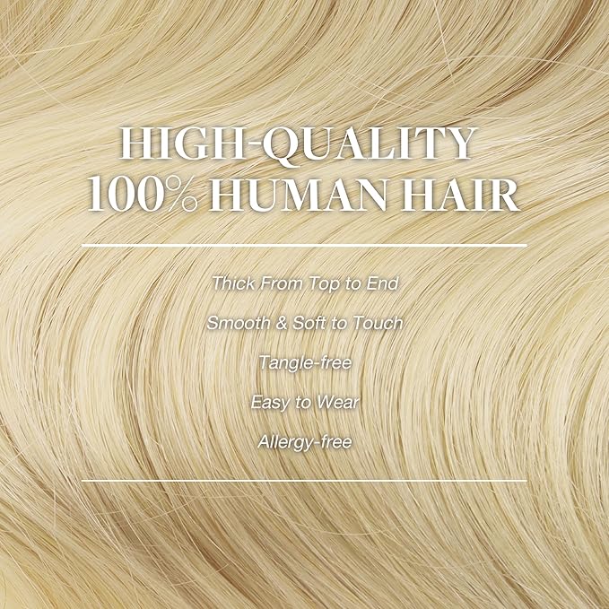 GOO GOO Clip in Hair Extensions Real Human Hair, Remy Human Hair Extensions Clip ins for Women, Natural Human Hair, 14inch 150g 9Pcs, 613R Bleach Blonde