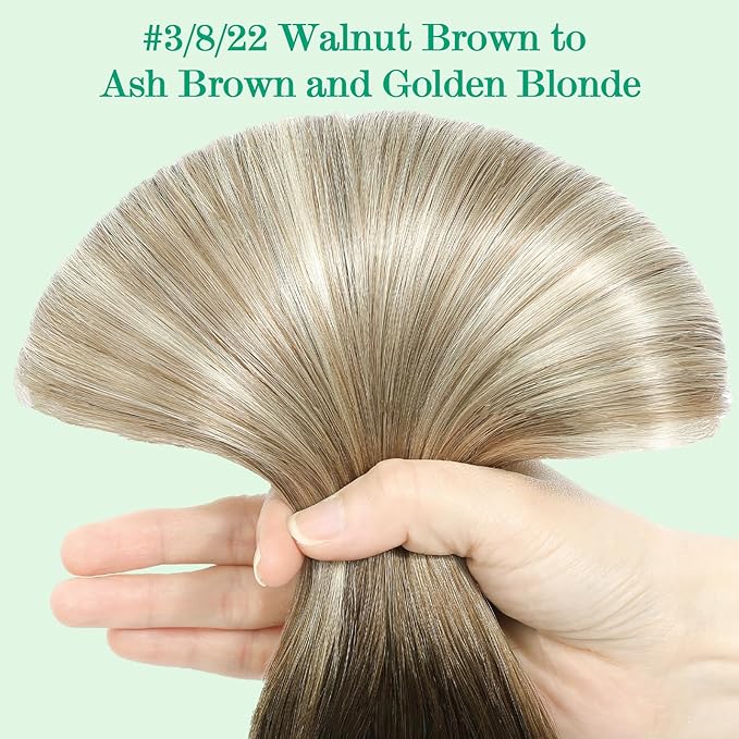 SURNEL Human Hair Clip in Extensions 18 Inch Balayage Walnut Brown to Ash Brown and Golden Blonde 7pcs 160g (7C#3/8/22-18'')