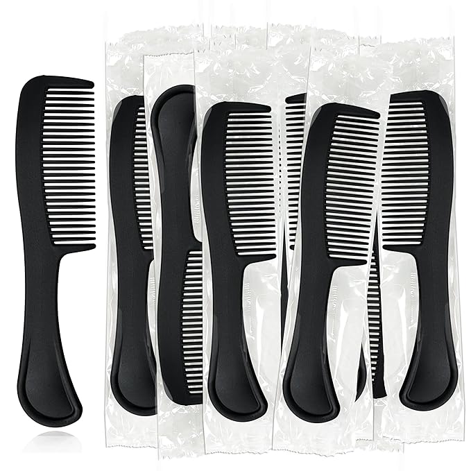 Bulk Hair Combs, Combs Individually Wrapped, Hair Combs in Bulk for Women, Kids, Hotel, Airbnb, Shelter, Homeless, Charity, and Church (Black) (5.9 inches, 150, Count)
