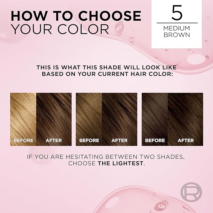 L'Oreal Paris Excellence Crème Permanent Hair Dye, Triple Care Hair Color with Pro-Keratine Complex for 100% Gray Hair Coverage, 5 Medium Brown, 1 Kit (Pack of 2)