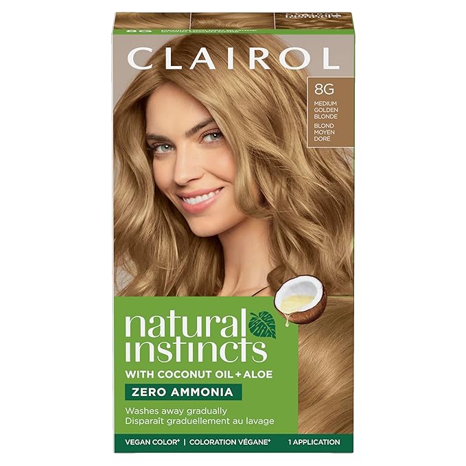 Clairol Natural Instincts Demi-Permanent Hair Dye, 8G Medium Golden Blonde Hair Color, Pack of 1
