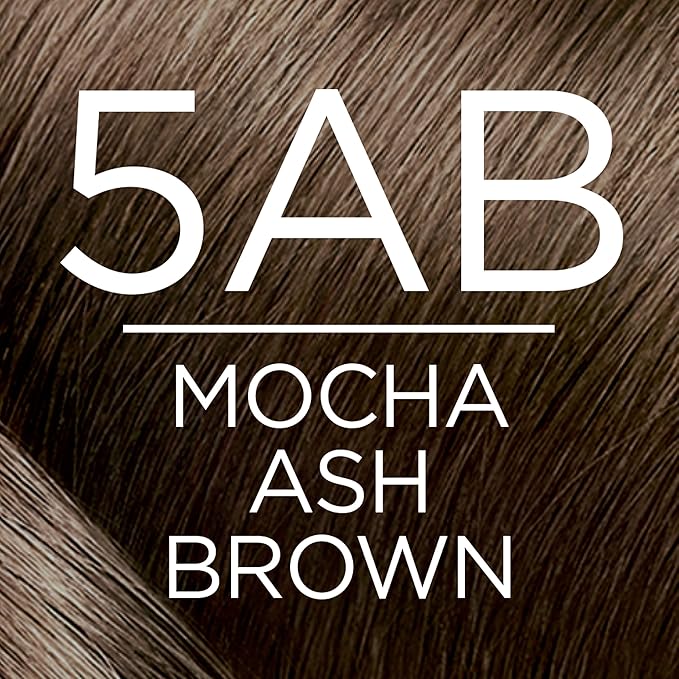 L'Oreal Paris Excellence Creme Permanent Hair Color, 5AB Mocha Ash Brown, 100 percent Gray Coverage Hair Dye, Pack of 3
