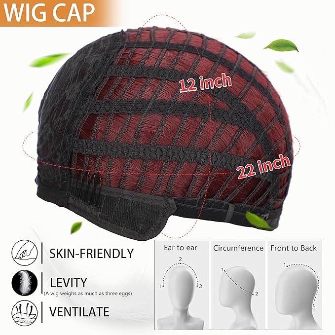 Nnzes Bob Curly Wig Synthetic Short Wine Red Wig with Bangs Natural Looking Heat Resistant Fiber Hair for Women