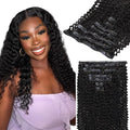 Lashey Seamless Clip in Hair Extensions Human Hair Kinky Curly 110g 7pcs PU Clip ins Natural Black 100% Real Human Hair 24 Inch