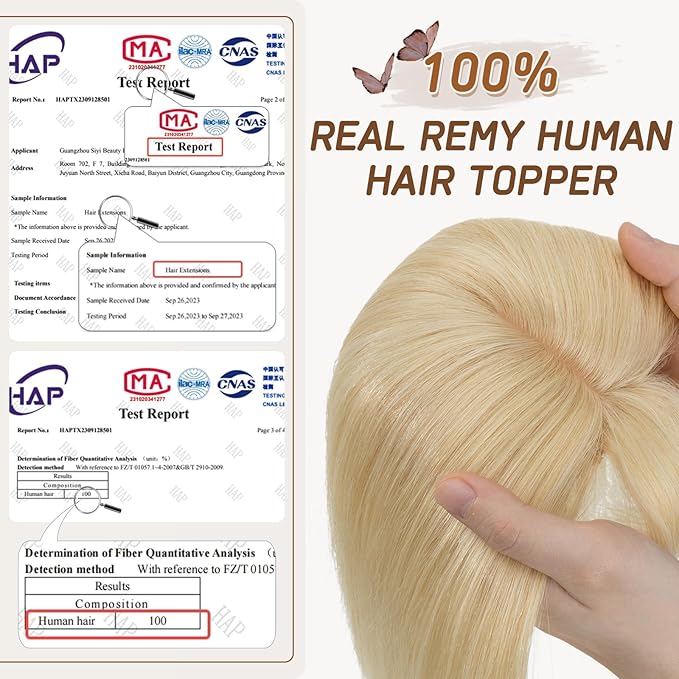 Rich Choices Real Human Hair Toppers for Women With Bang 100% Remy Human Hair Topper for Thinning Hair Clip in Silk Base Hair Topper 16 Inch #613 Bleach Blonde