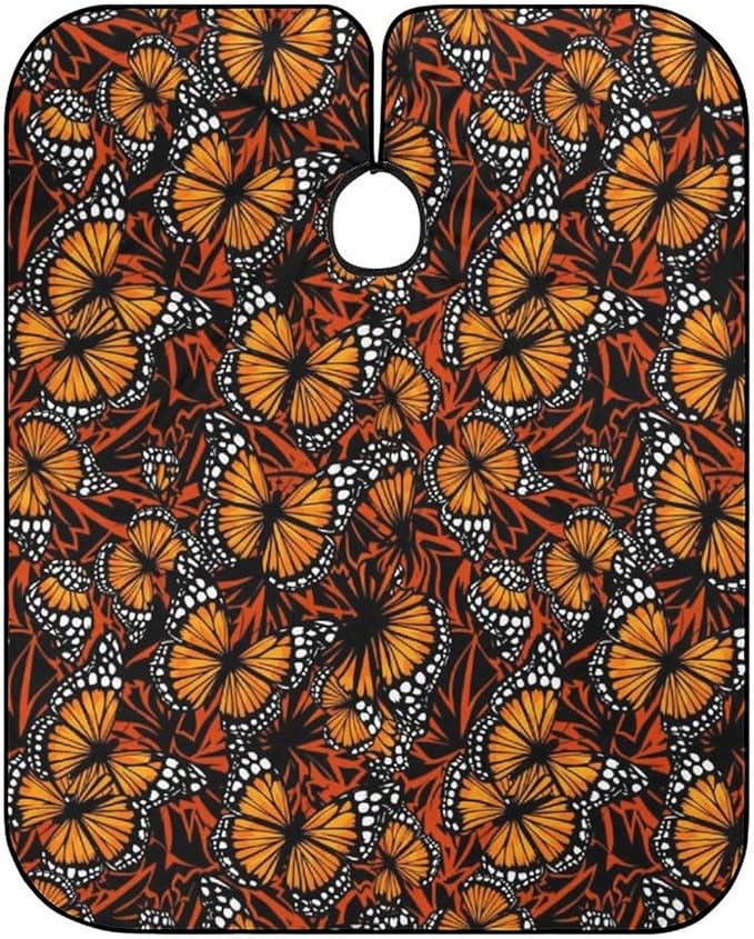 Adults Orange Monarch Butterflies Hair Styling Cape Large, Long Haircut Apron for Hair Cutting Styling, Easy Clean
