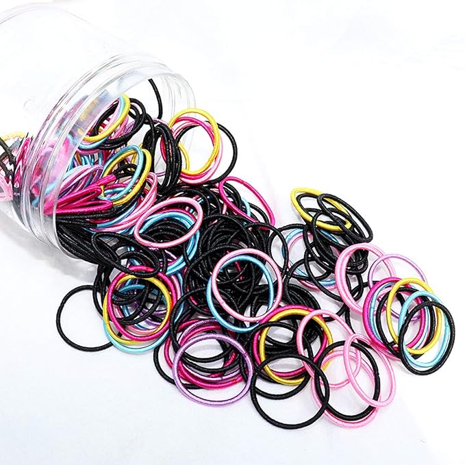 300 Pcs Elastic Hair Ties - Small Size Rubber Hair Ties for Baby Girls Multicolor Hair Bands Elastic Ponytail Holder (Multicolor)