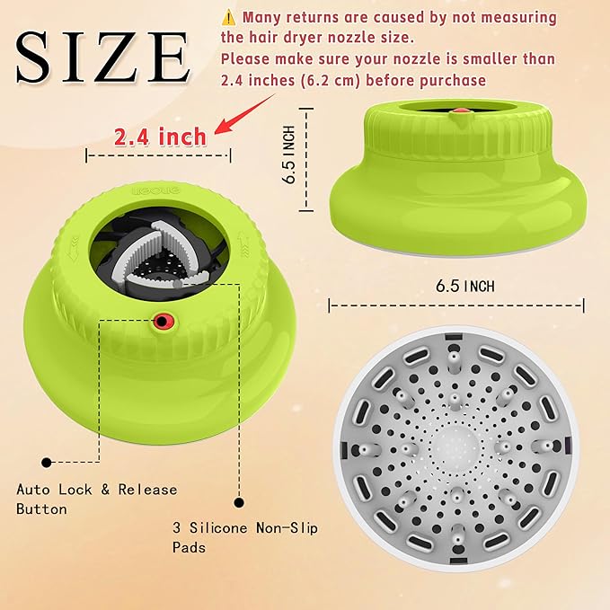 Universal Portable Blow Dryer Diffuser for Curly and Natural Wavy Hair, Hair Dryer Diffuser for Curly and Natural Wavy Hair (Green)