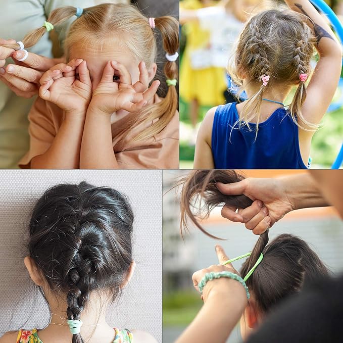 150 Pcs Baby Hair Ties for Kids Toddlers, TailaiMei 20 Colors Small Seamless Elastic Hair Bands, Soft Ponytail Holder for Girls (Rainbow Color, 1.2in)