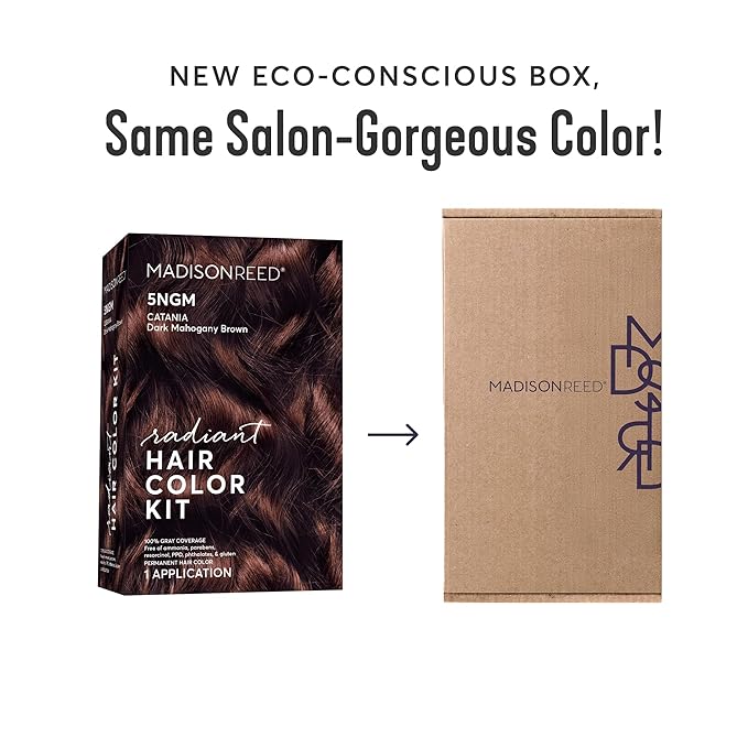 Madison Reed Radiant Hair Color Kit - 5NGM Dark Cinnamon Brown with Gold Mahogany Tones (Catania Brown), Dimensional Gray Hair Blending Permanent Hair Dye, PPD-Free & Ammonia-Free, 1 Pack
