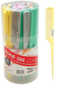 DONNA Bone Tail Comb, Pastel Assorted (48 Pack) – Tapered Plastic Tail Sectioning Comb for Braids, Updos & Smoothing – Lightweight Salon Bulk