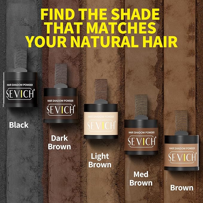 Sevich Hairline Powder 10g with Brush, Instantly Conceals Hair Loss & Thinning & Gray, 48H Waterproof Root Touch Up Powder, Natural Hair Shadow Toppers for Women & Men, 1 Box = 2.5 Boxes,Med Brown
