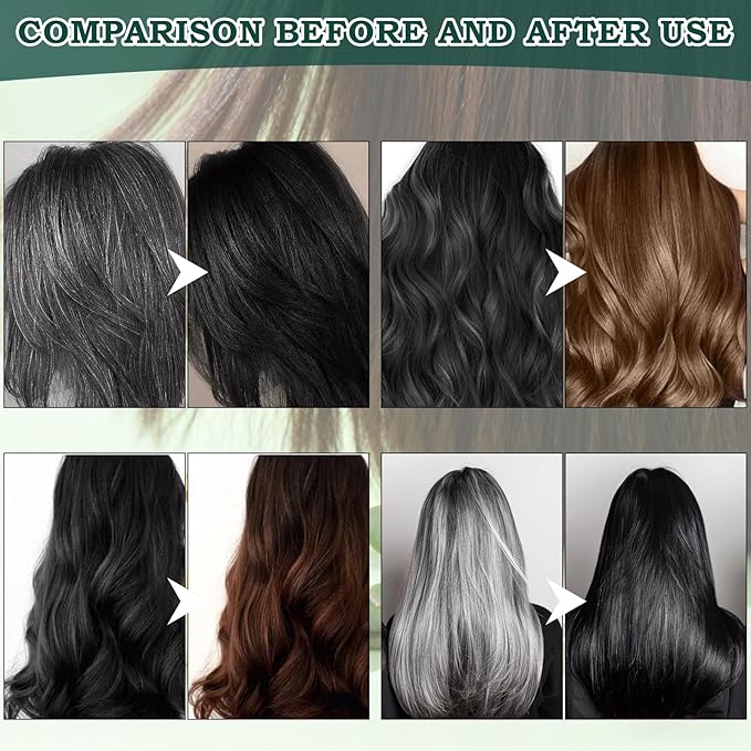 Mild Formula Long Lasting Hair Dye Set, Hair Color for Gray Coverage, Natural plant extracts, Long-Lasting Single Step Hair Dye with Nourishing Shampoo (Chestnut Brown)