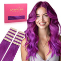 Wennalife Purple Tape in Hair Extensions, 10pcs 30g 26 inch Remy Invisible Tape Ins Straight Colored Soft Real Human Hair Tape in Extensions Refill Set Extensions
