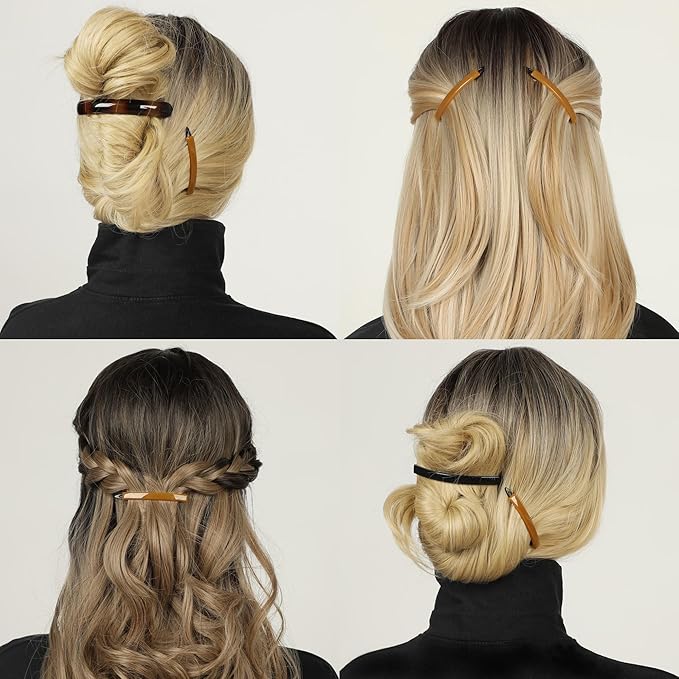 12pcs Hair Barrettes Set for Women and Girls, Hair Clips for Thick Thin Fine Hair, Non-metal Hair Accessories, Non-Slip Grip Handmade Snap Hairpin, BPA Free (LY13)