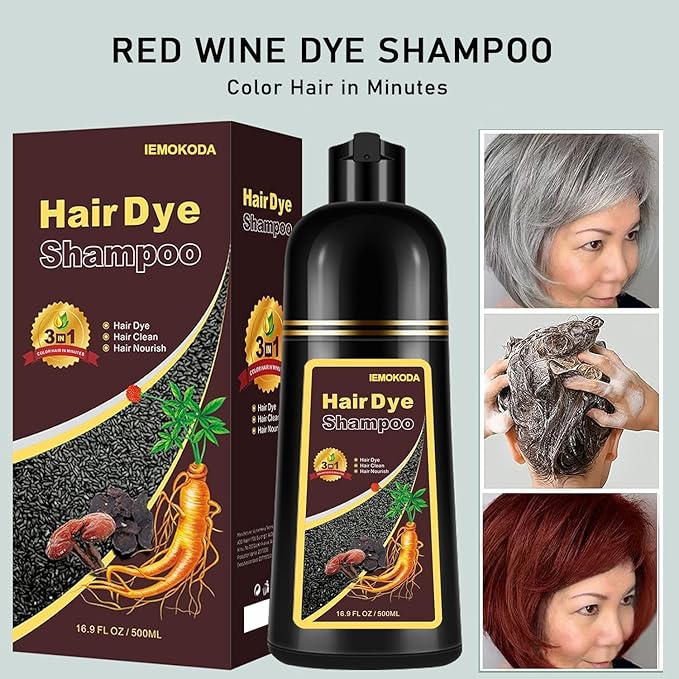 Fvquhvo Wine Red Hair Dye Shampoo 3 in 1 - 16.9 fl oz / 500 ml