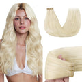 GOO GOO Tape in Hair Extensions Human Hair, 1000 Pure Platinum Blonde, 24inch 50g 20pcs, Skin Weft Seamless Invisible, Silky Straight with Thick Ends, Remy Human Hair