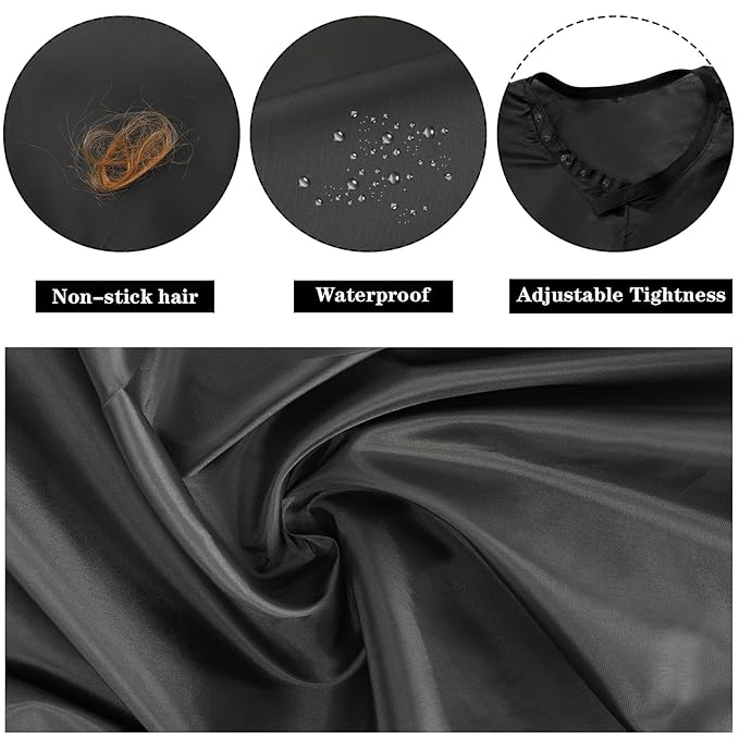 FEBSNOW 2Pcs Barber Cape for Adults,Professional Hair Cutting Cape with Closure Snap Waterproof Salon Capes