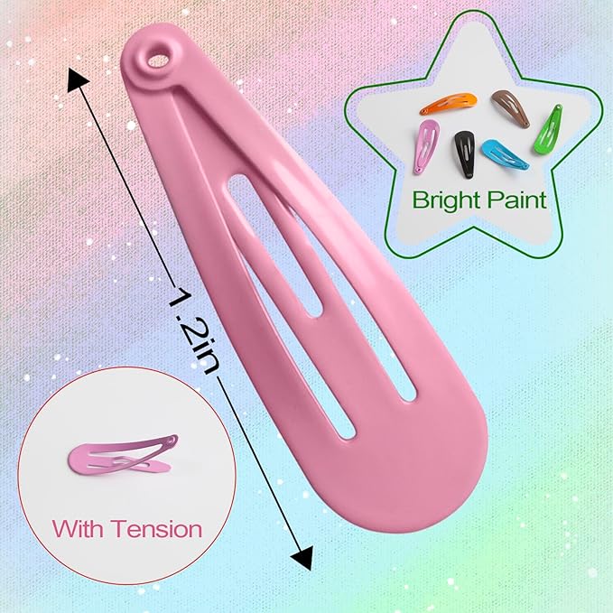 Upgrade Snap Mini Hair Clips - 100PCS Kids Metal Non Slip Hair Bow Clips for Girls Toddlers Hair Accessories(1.2 Inch 20 Colors)