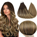 Full Shine Balayage Tape In Extensions Human Hair 12 Inch Hair Extensions Tape In Color 2 Brown Ombre 8 Ash Brown And 27 Blonde Seamless 20 Pcs Silky Hair Add Volume 30 Gram