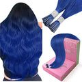 YoungSee I Tip Hair Extensions Human Hair Blue Itip Hair Extensions Real Human Hair Colored 14 Inch I-Tip Extension Pre Bonded Hair-Extensions I Tip Softness for DIY 40s 25g