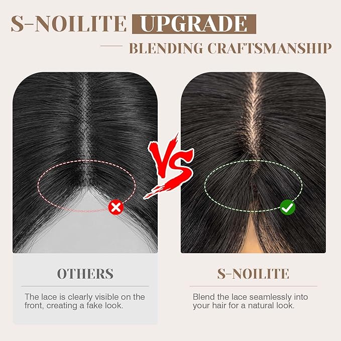 S-noilite Hair Toppers for Women Real Human Hair 3D 360° Cover Clip in 100% Real Human Hair Toppers 3″*4″ Clip in Silk Base 10 inch Jet Black